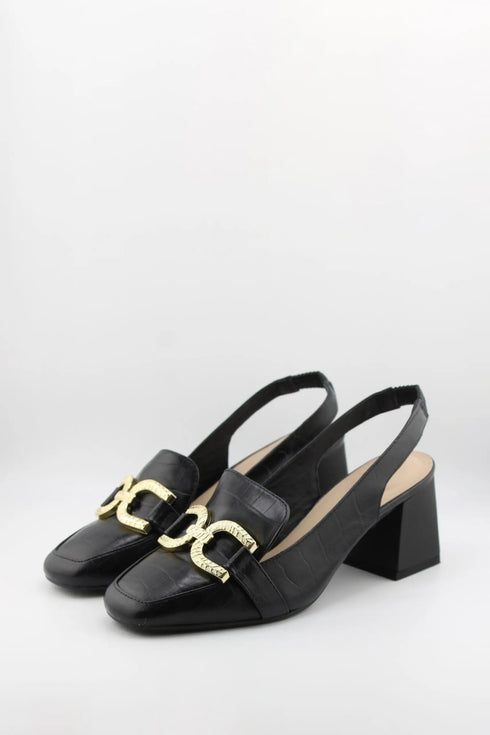 Capelli Rossi Croc-Embossed Slingback Heeled Loafers